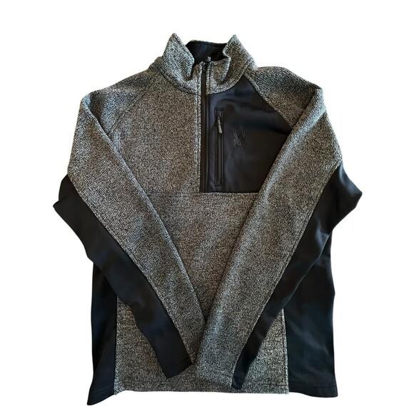 SPYDER Sweater 1/4 Zip Mens Sz Large Knit Fleece lined knit Long Sleeve 1619902 - Picture 1 of 8